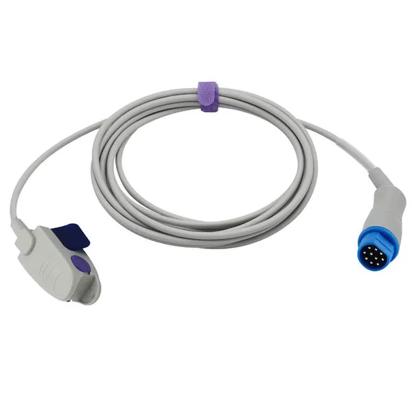 Uyğun Draeger Siemens Spo2 Sensor Uşaq Klipi 9.8 fut 10 Pin Konnektoru