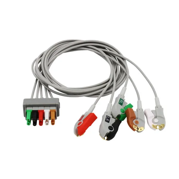 Compatible with GE Datex Ohmeda ECG 5 Lead Wire 545316 IEC European Standard Pinch/Grabber Connector