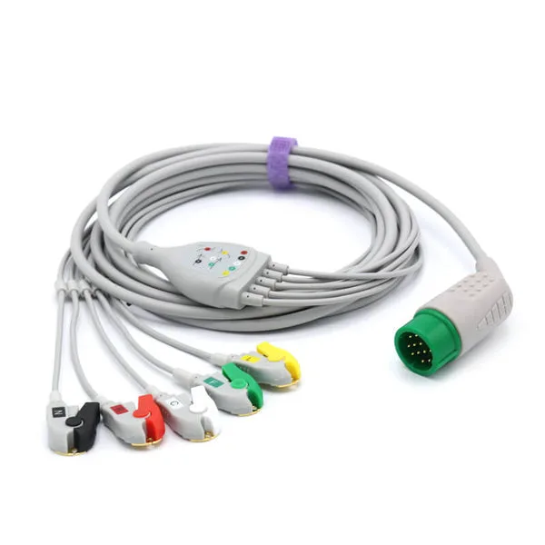 Uyğun Medtronic-Physio Nəzarət EKQ Kabeli 5 Nöqtəli IEC Çimdik/Grabber Konnektoru